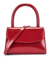 By Far Mini Semi Patent Leather Top Handle Bag In Red