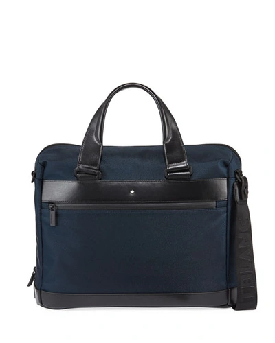 Montblanc Men's Nightflight Nylon Briefcase W/ Leather Trim In Black/blue