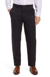 Berle Classic Fit Flat Front Microfiber Performance Dress Pants In Black