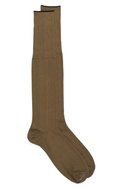 Nordstrom Men's Shop Nordstrom Over The Calf Wool Socks In Taupe