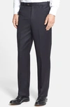 BERLE SELF SIZER WAIST FLAT FRONT CLASSIC FIT WOOL GABARDINE TROUSERS,734-09 SS