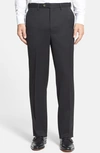 BERLE SELF SIZER WAIST FLAT FRONT CLASSIC FIT WOOL GABARDINE TROUSERS,734-17 SS