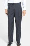 BERLE SELF SIZER WAIST PLEATED LIGHTWEIGHT PLAIN WEAVE CLASSIC FIT TROUSERS,992-59 SSP