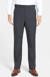 Berle Self Sizer Waist Plain Weave Flat Front Washable Trousers In Charcoal
