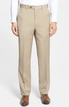 BERLE SELF SIZER WAIST FLAT FRONT LIGHTWEIGHT PLAIN WEAVE CLASSIC FIT TROUSERS,992-25 SS