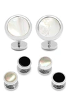 OX & BULL TRADING CO. OX AND BULL TRADING CO. MOTHER-OF-PEARL CUFF LINKS & SHIRT STUD SET,BL-DSRND-MOP-SS