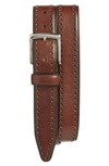 Johnston & Murphy Perforated Leather Belt In Mahogany