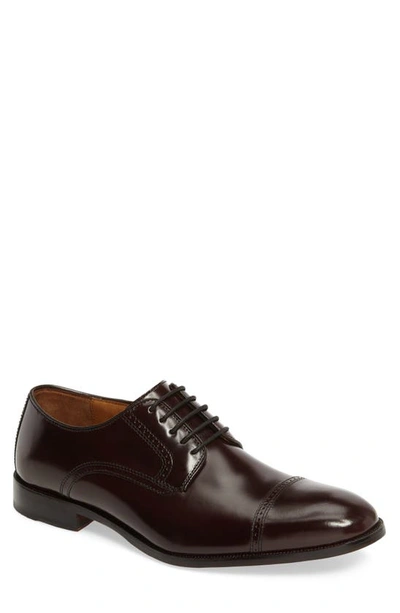 Johnston & Murphy Bradford Cap Toe Derby In Burgundy