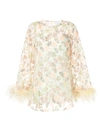 ALICE MCCALL FLORAL PRINT FEATHER TRIM DRESS