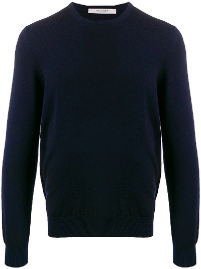 La Fileria For D'aniello Fine Knit Long Sleeve Jumper In Blue