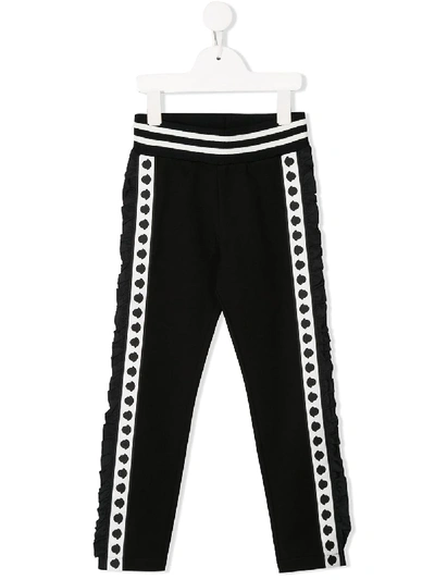 Moncler Kids' Logo Bands Cotton Sweatpants In Black