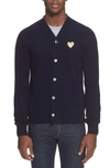 Comme Des Garçons V-neck Wool Cardigan In Navy