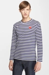 Comme Des Garçons Multicolor Red Heart Long Sleeve T-shirt In Navy/ White