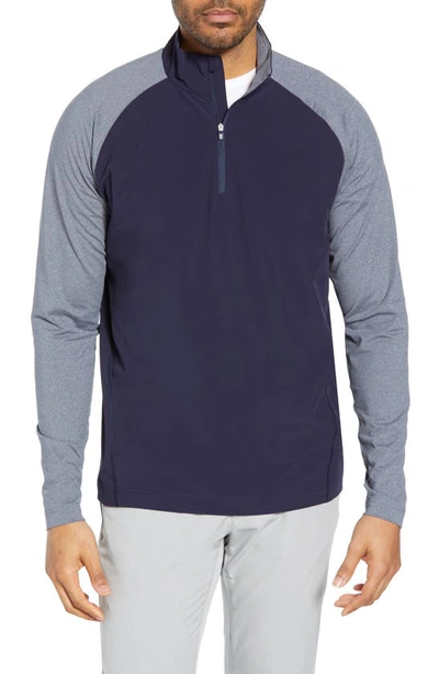 Cutter & Buck Response Hybrid Overknit Quarter Zip Pullover In Liberty Navy