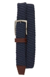 Johnston & Murphy Men's Stretch Knit Belt In Navy
