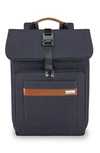 Briggs & Riley Medium Rfid Pocket Foldover Laptop Backpack In Navy