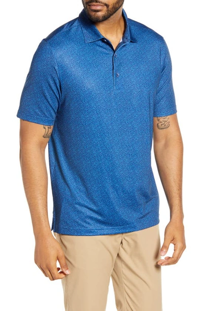 Cutter & Buck Pike Micro Floral Print Polo In Indigo