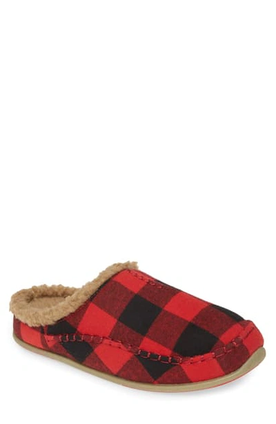 Deer Stags Nordic Plus Memory Foam Slipper In Red/ Black