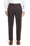 BERLE LIGHTWEIGHT FLANNEL PLEATED CLASSIC FIT DRESS TROUSERS,790-69 MI