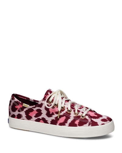 Kate Spade X  Kickstart Leopard Satin Sneakers In Pink Multi