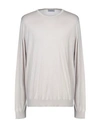 John Smedley Cotton Crew Neck Sweater In Light Grey