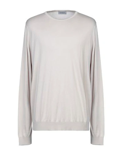 John Smedley Cotton Crew Neck Sweater In Light Grey