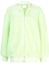Tibi Faux Fur Track Jacket In Green