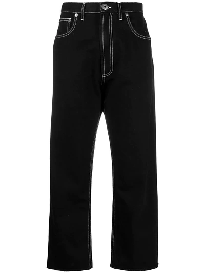 Maison Margiela Cropped-jeans Mit Kontrastnähten In Black