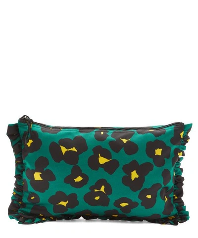 La Doublej Hand Pochette Clutch Bag In Flower Leopard Verde