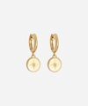 ASTLEY CLARKE GOLD PLATED VERMEIL SILVER CELESTIAL COMPASS WHITE SAPPHIRE DROP EARRINGS,000646414