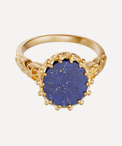 Astley Clarke Gold Plated Vermeil Silver Large Floris Lapis Lazuli Ring