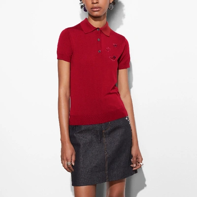 Coach Western Embroidery Polo In Cardinal