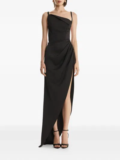 2310 Studio Asymmetric Draped Maxi Dress In Black