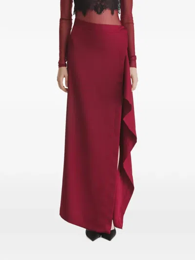2310 Studio Asymmetric Draped Maxi Skirt In Red