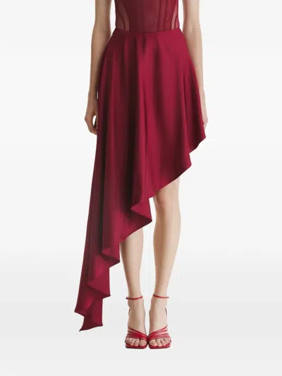 2310 Studio Asymmetric Draped Mini Skirt In Red