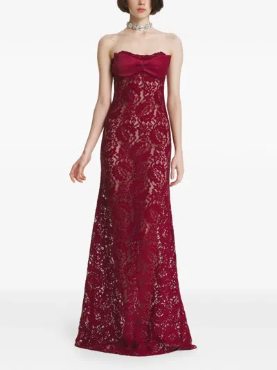 2310 Studio Bow-detail Lace Dress In Burgundy