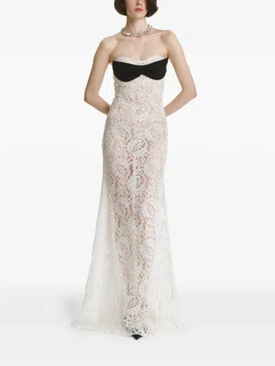 2310 Studio Bow-detail Lace Dress In White