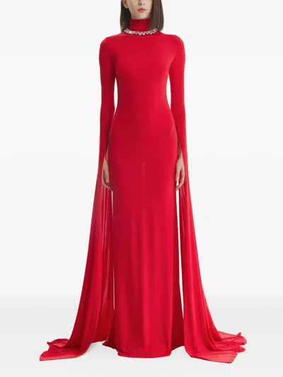 2310 Studio Cape-sleeve Maxi Dress In Red