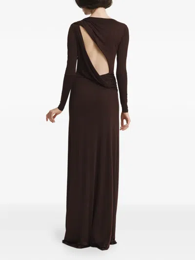 2310 Studio Cut-out Ruched Maxi Dress In Brown