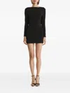 2310 Studio Draped-back Long-sleeve Mini Dress In Black