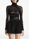2310 Studio Draped Mesh Top In Black