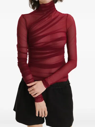 2310 Studio Draped Roll-neck Blouse In Red