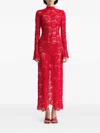 2310 Studio Floral-lace Turtleneck Dress In Red