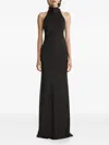 2310 Studio Halterneck Draped Maxi Dress In Black