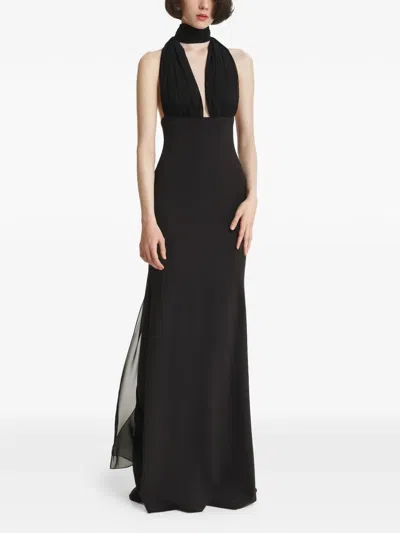 2310 Studio Halterneck Draped-panel Maxi Dress In Black