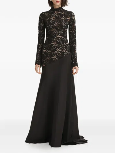 2310 Studio Lace Long-sleeve Maxi Dress In Black