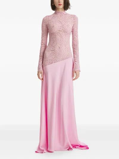 2310 Studio Lace Long-sleeve Maxi Dress In Pink