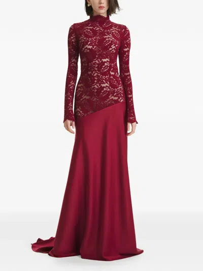 2310 Studio Lace Long-sleeve Maxi Dress In Red