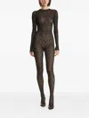 2310 Studio Lace-pattern Long-sleeve Jumpsuit In Black