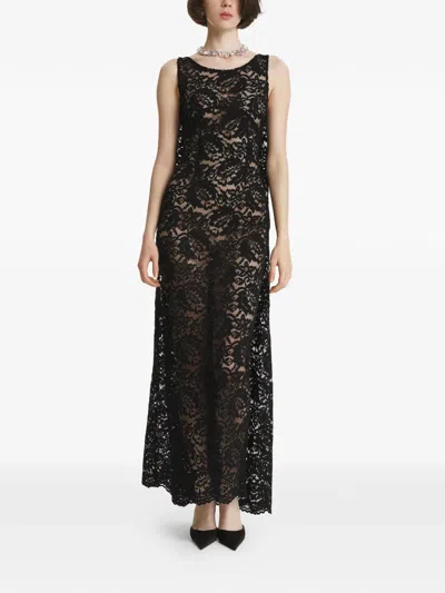 2310 Studio Lace-overlay Sleeveless Maxi Dress In Black